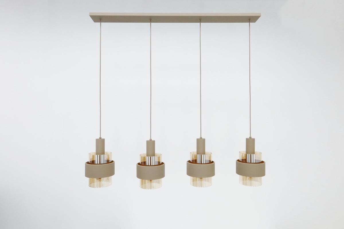 Sfeervolle hanglamp MARRONE 4-lichts | Zand / Amber