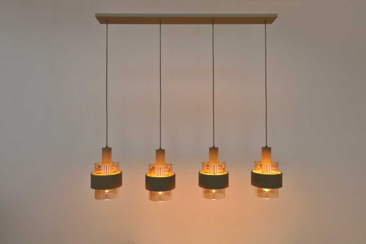 Sfeervolle hanglamp MARRONE 4-lichts | Zand / Amber