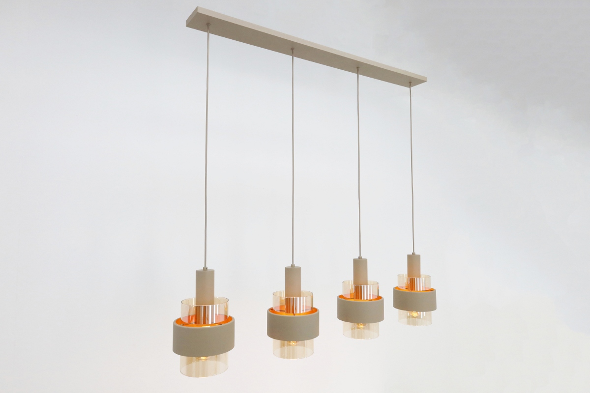 Sfeervolle hanglamp MARRONE 4-lichts | Zand / Amber