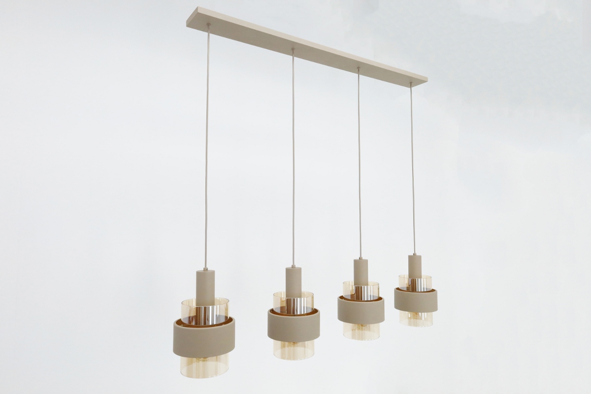 Sfeervolle hanglamp MARRONE 4-lichts | Zand / Amber