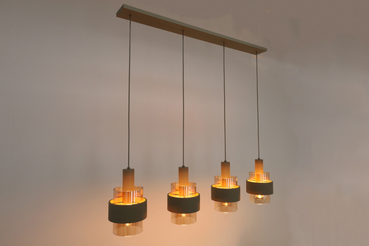 Sfeervolle hanglamp MARRONE 4-lichts | Zand / Amber