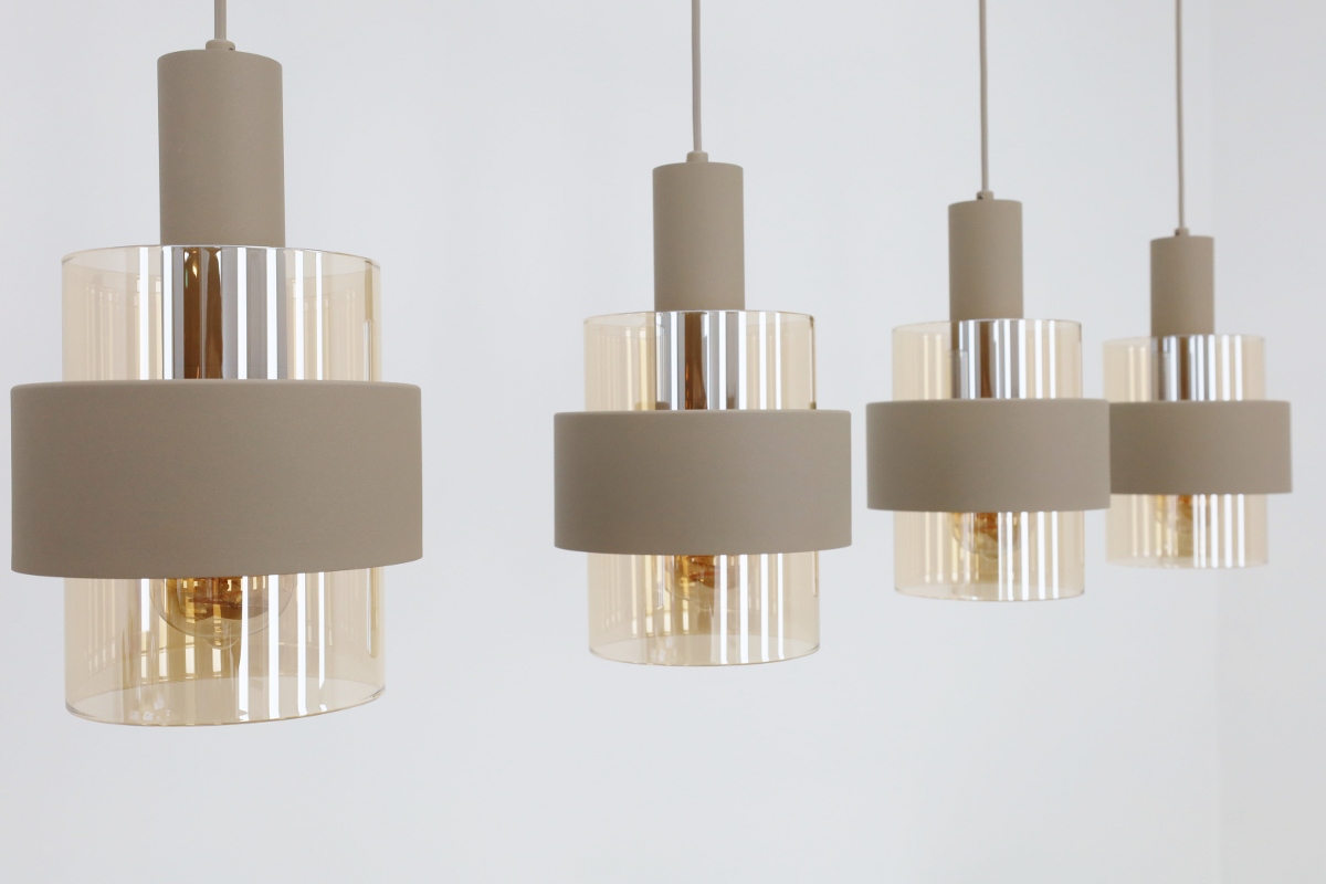 Sfeervolle hanglamp MARRONE 4-lichts | Zand / Amber