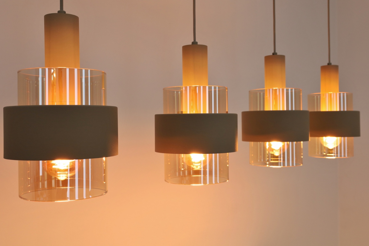 Sfeervolle hanglamp MARRONE 4-lichts | Zand / Amber