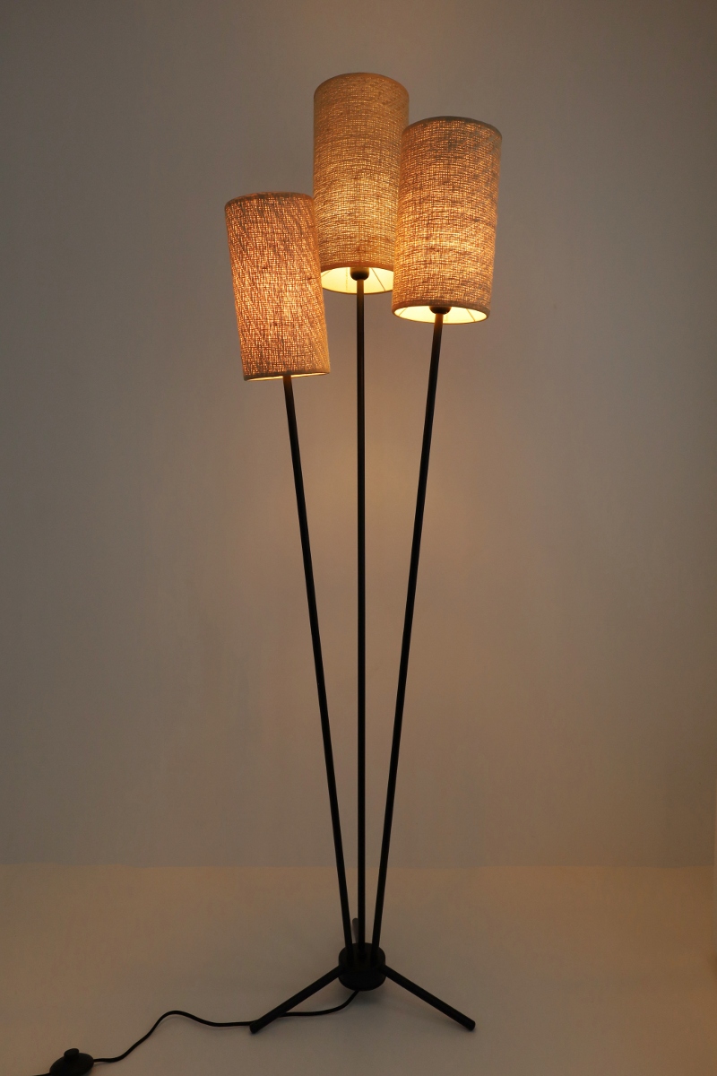 Sfeervolle vloerlamp ZIZAL 3-lichts | Zwart / Beige