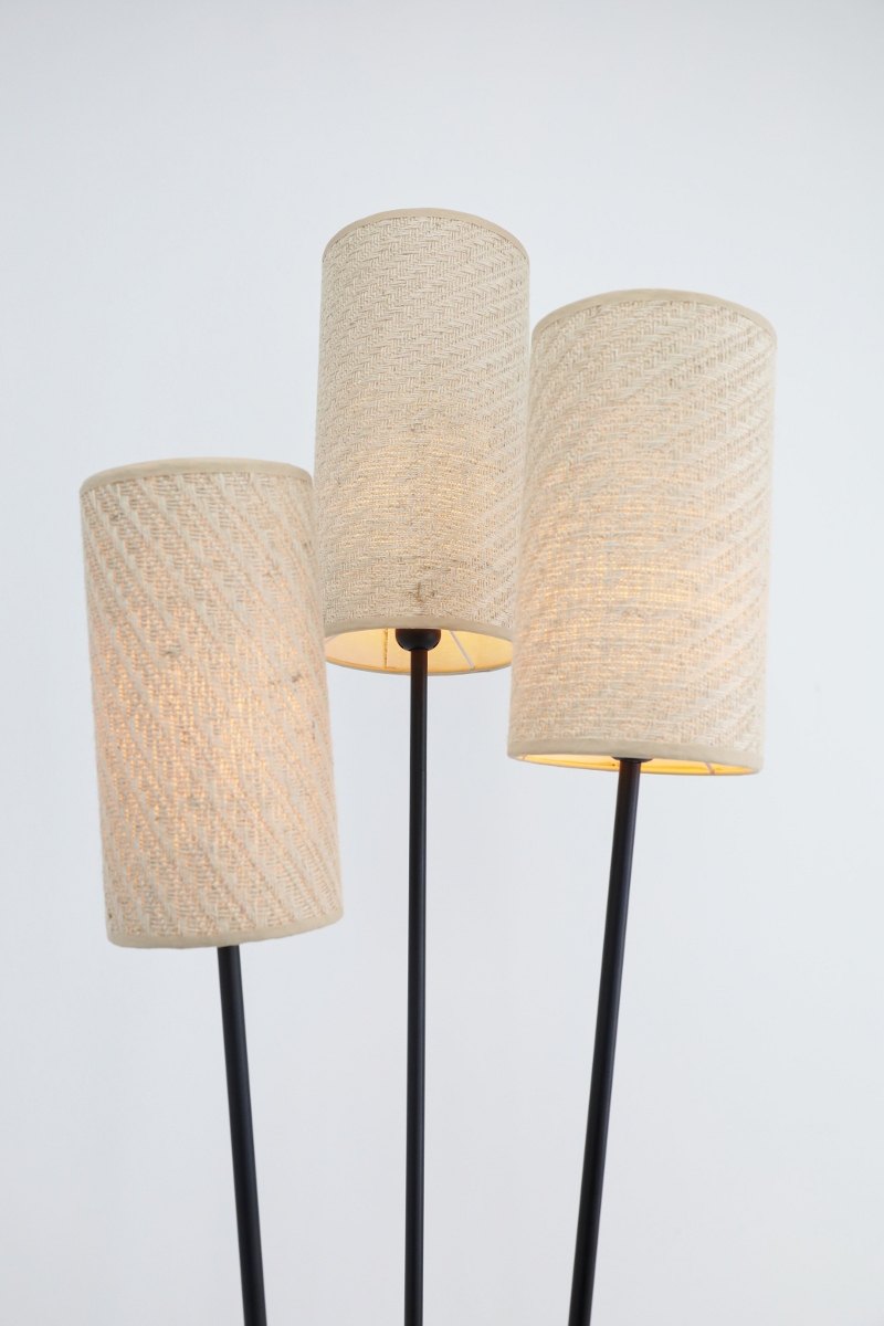 Sfeervolle vloerlamp ZIZAL 3-lichts | Zwart / Beige