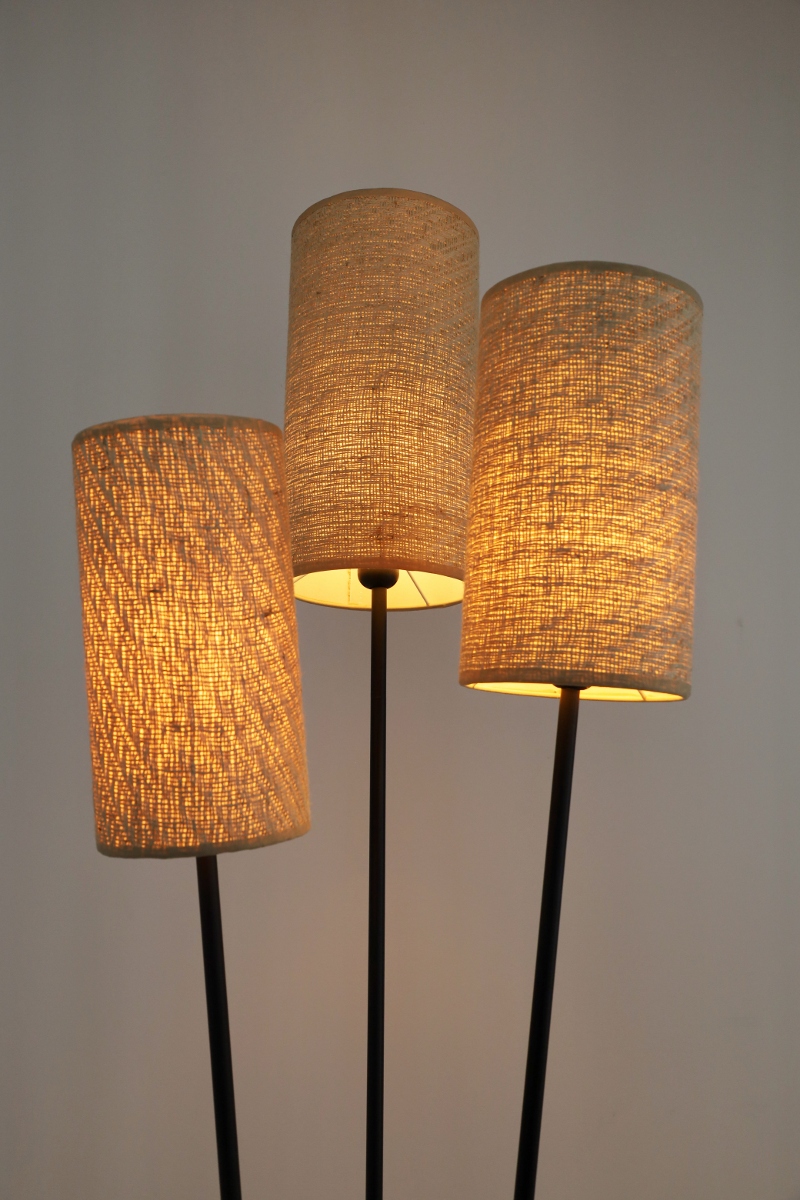 Sfeervolle vloerlamp ZIZAL 3-lichts | Zwart / Beige