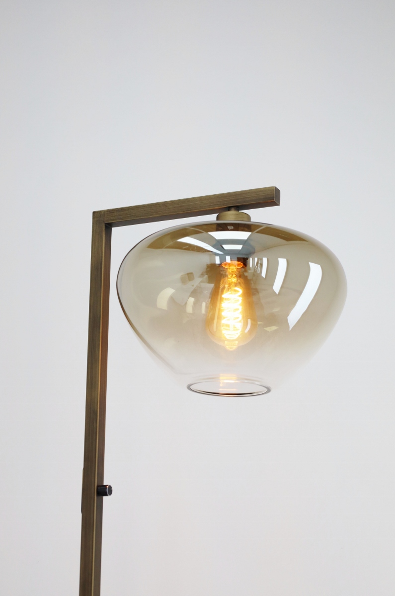 Strakke vloerlamp STANG inclusief glas GENUA | Brons / Amber