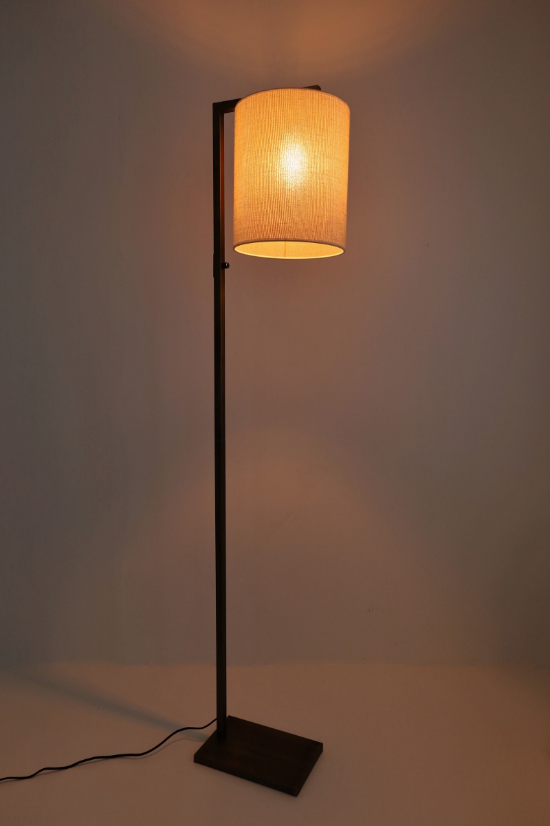 Strakke vloerlamp STANG inclusief kap BRESKA | Brons / Wit