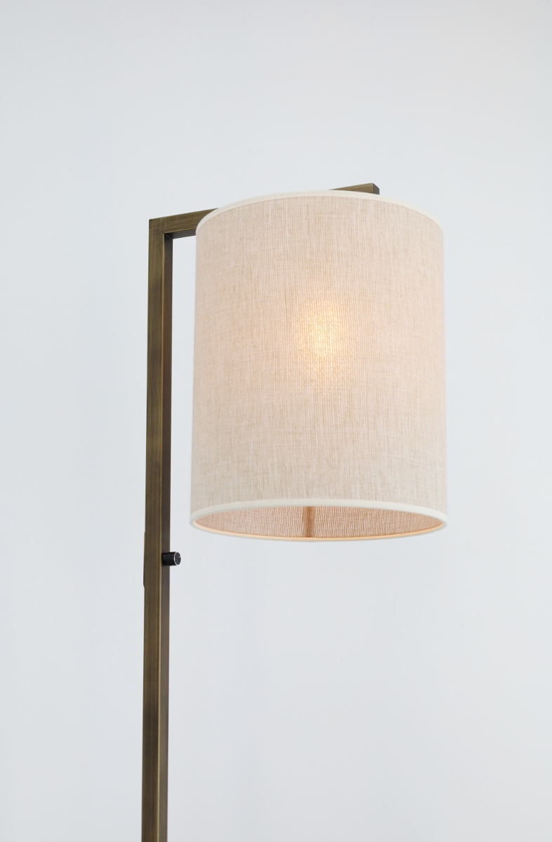 Strakke vloerlamp STANG inclusief kap BRESKA | Brons / Wit
