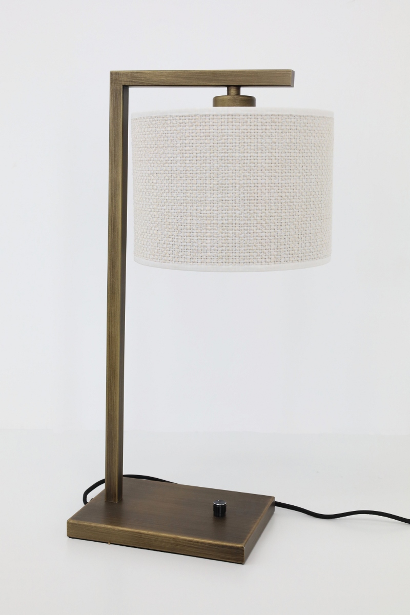 Strakke tafellamp STANG inclusief kap SAVERNA | Brons / Wit