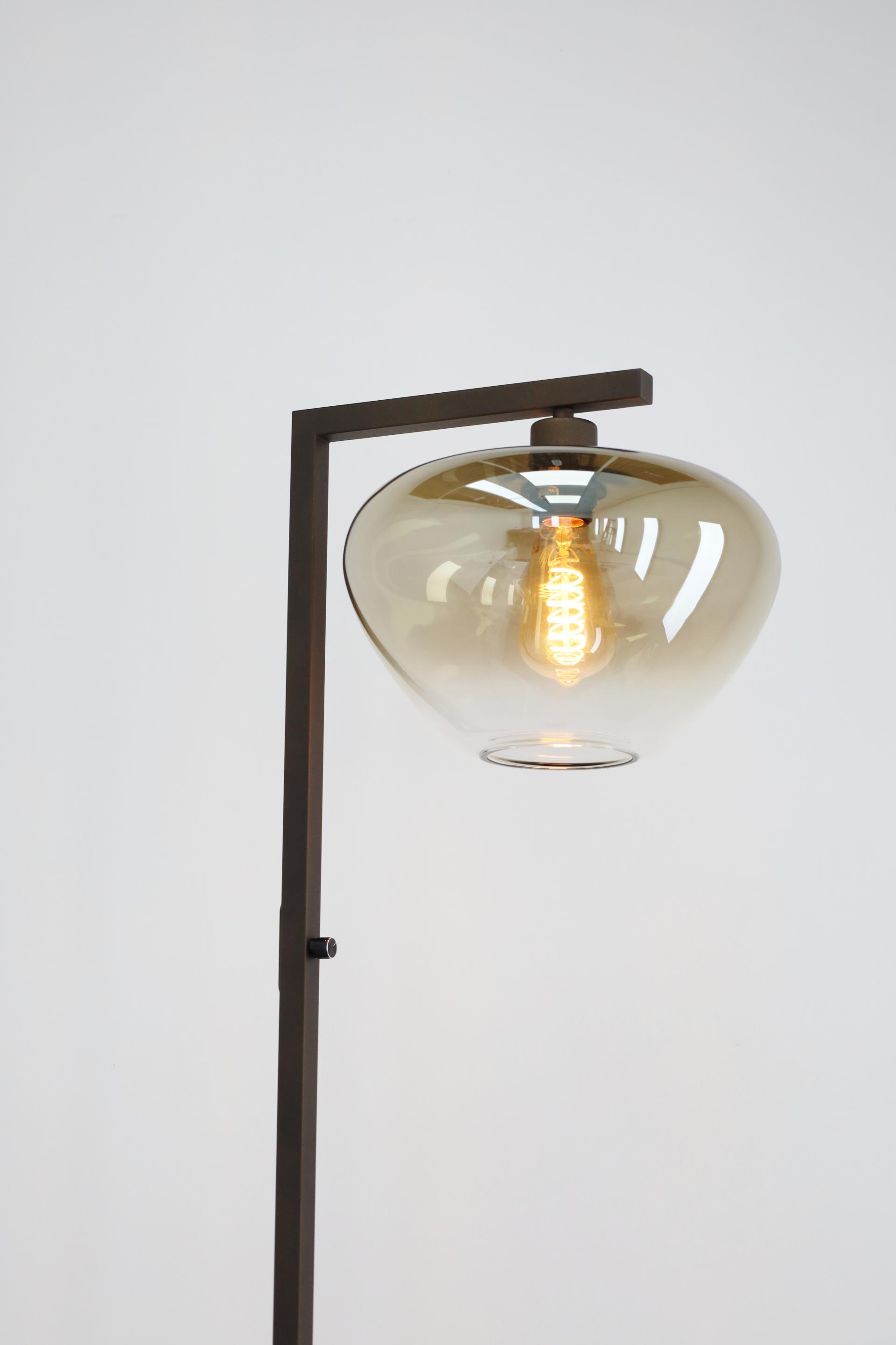 Strakke vloerlamp STANG inclusief glas GENUA | Cacao/ Amber