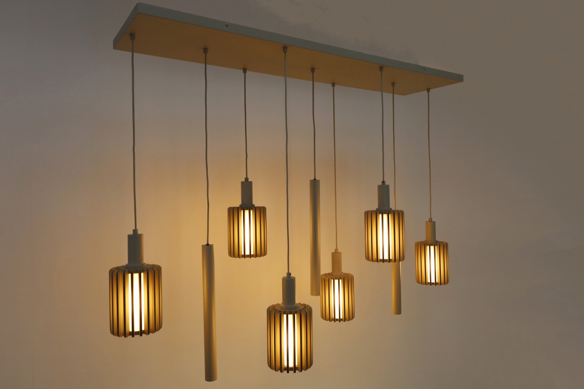 Stijlvolle hanglamp LAMBRES 9-lichts | Zand