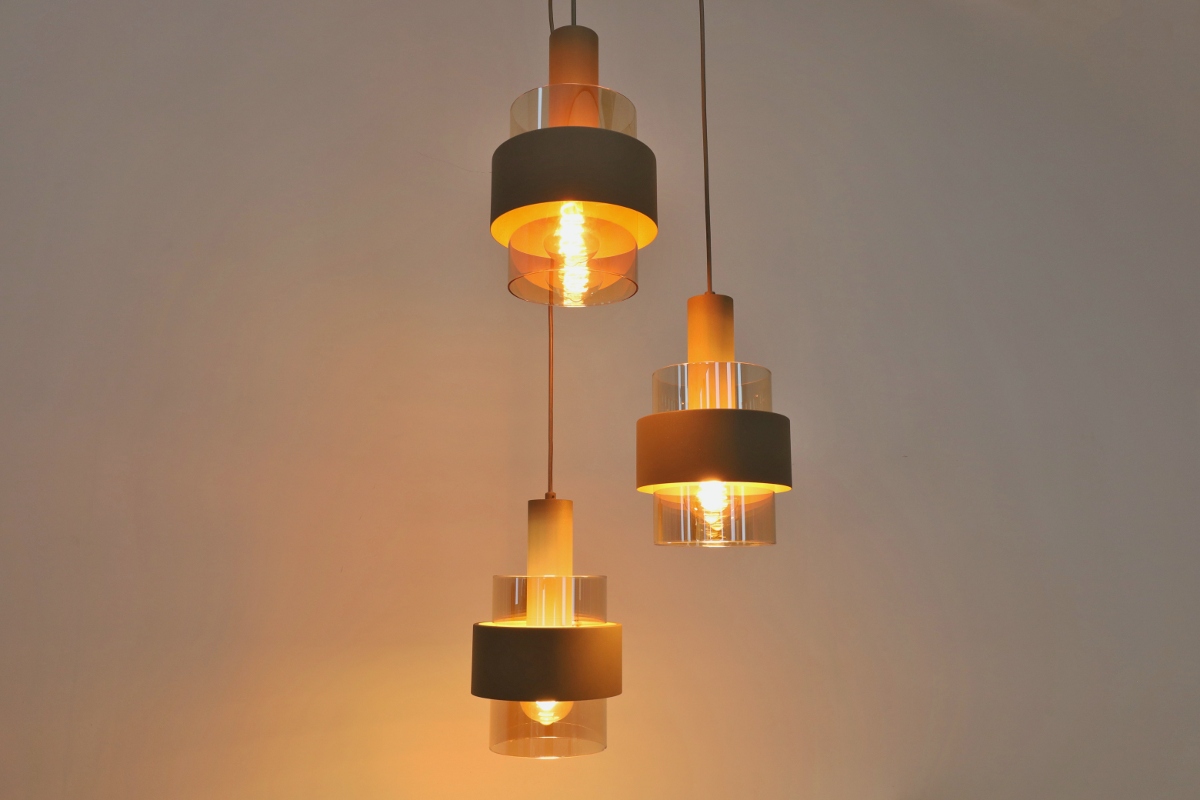 Sfeervolle hanglamp MARRONE 3-lichts rond | Zand / Amber
