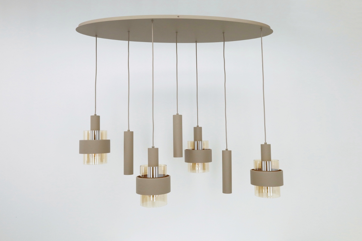 Sfeervolle hanglamp MARRONE 7-lichts ovaal | Zand / Amber
