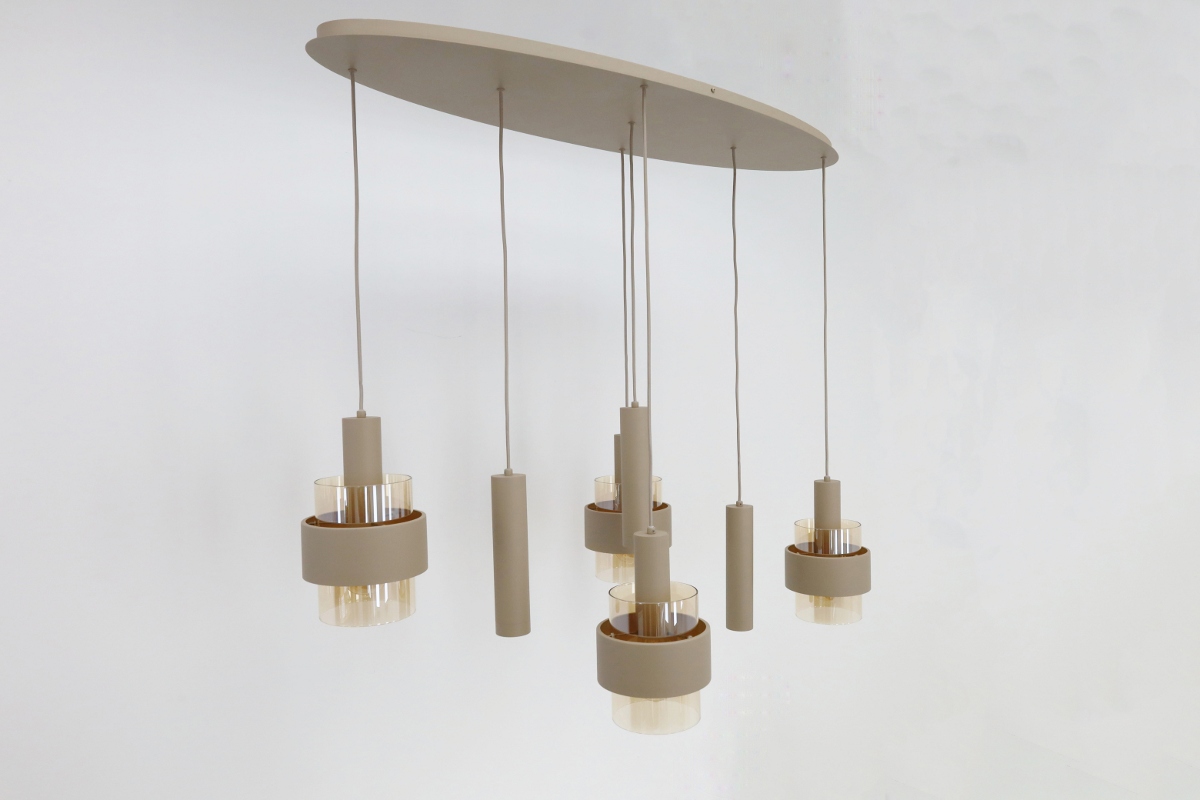 Sfeervolle hanglamp MARRONE 7-lichts ovaal | Zand / Amber