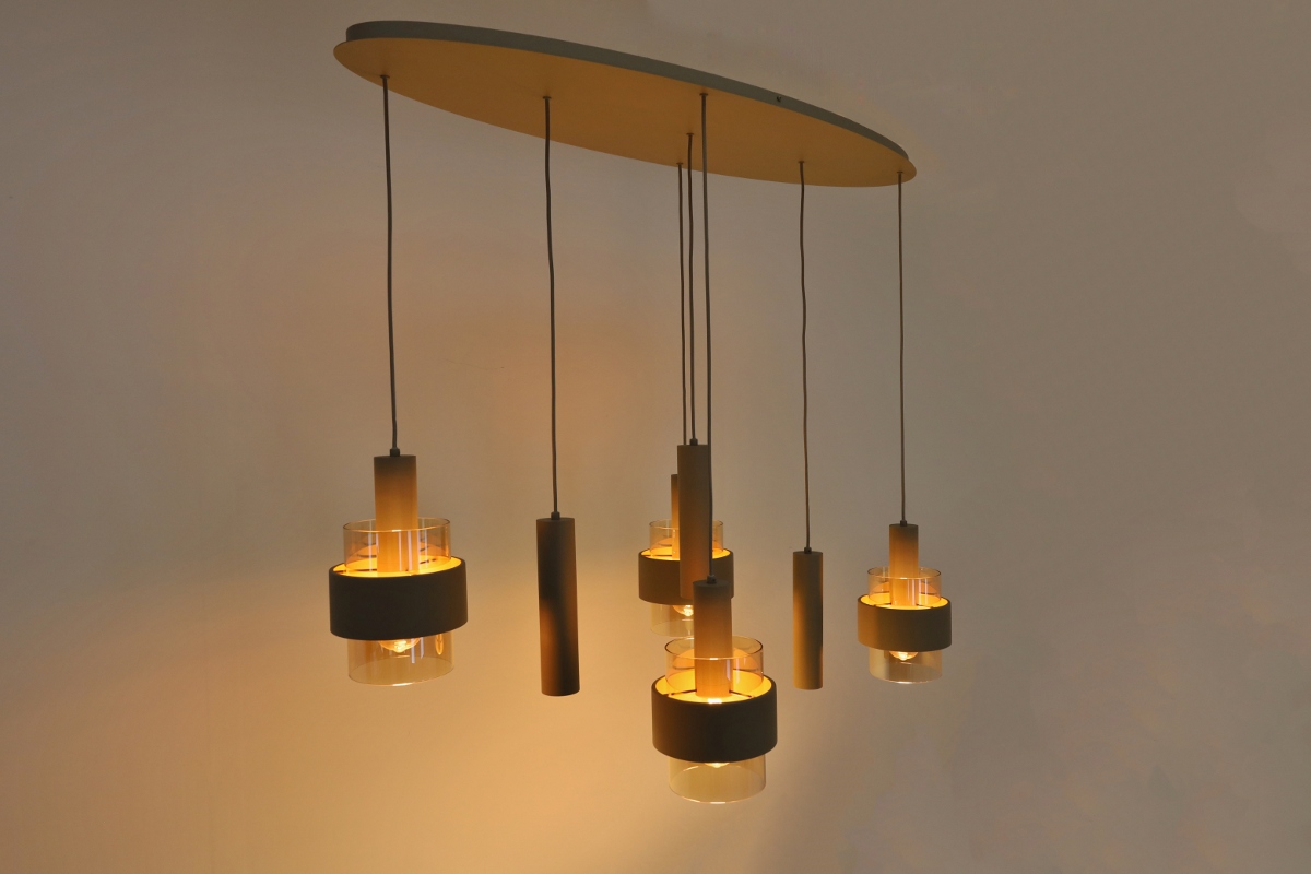 Sfeervolle hanglamp MARRONE 7-lichts ovaal | Zand / Amber