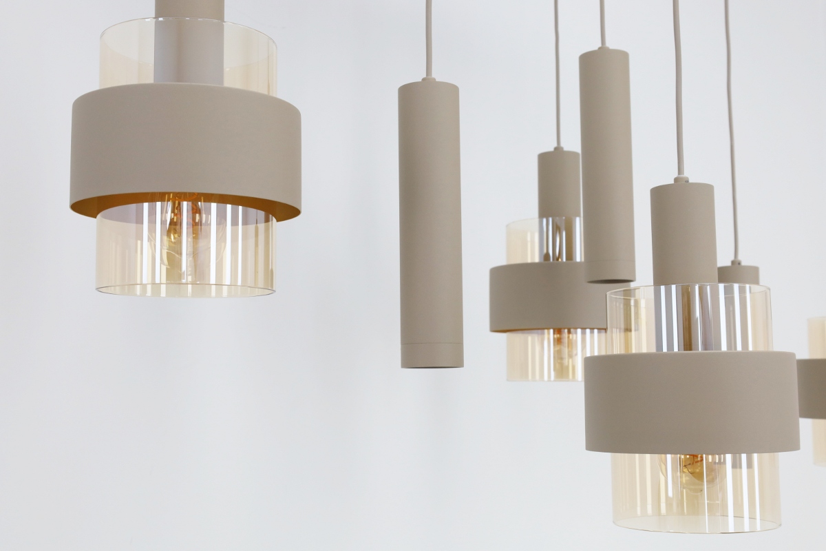 Sfeervolle hanglamp MARRONE 7-lichts ovaal | Zand / Amber