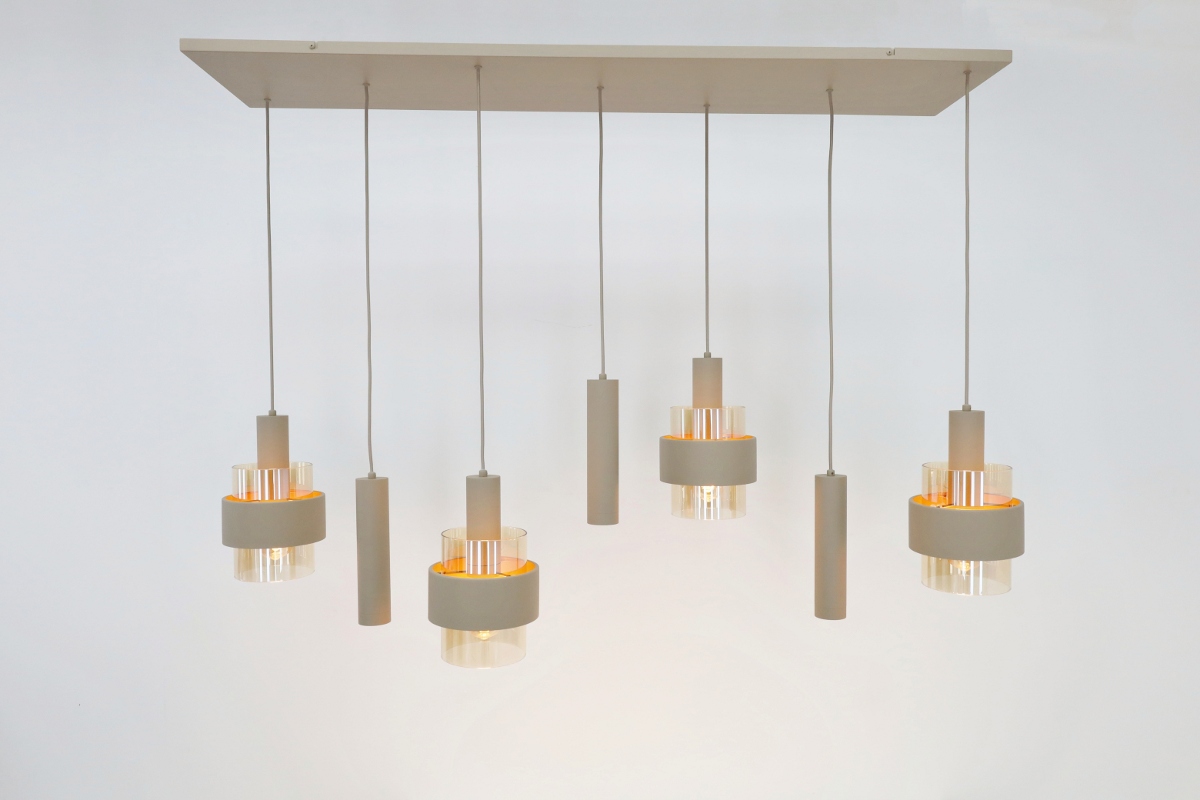 Sfeervolle hanglamp MARRONE 7-lichts recht | Zand / Amber