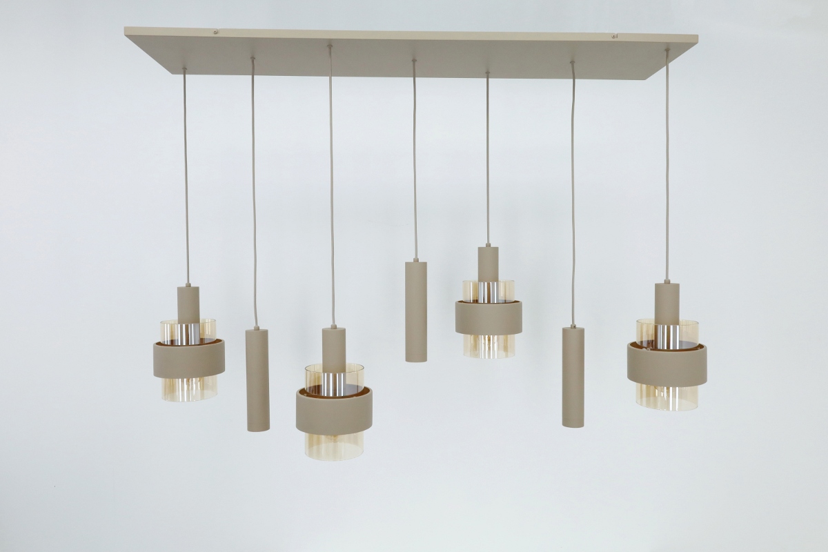 Sfeervolle hanglamp MARRONE 7-lichts recht | Zand / Amber