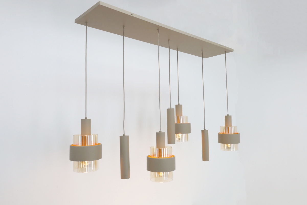 Sfeervolle hanglamp MARRONE 7-lichts recht | Zand / Amber