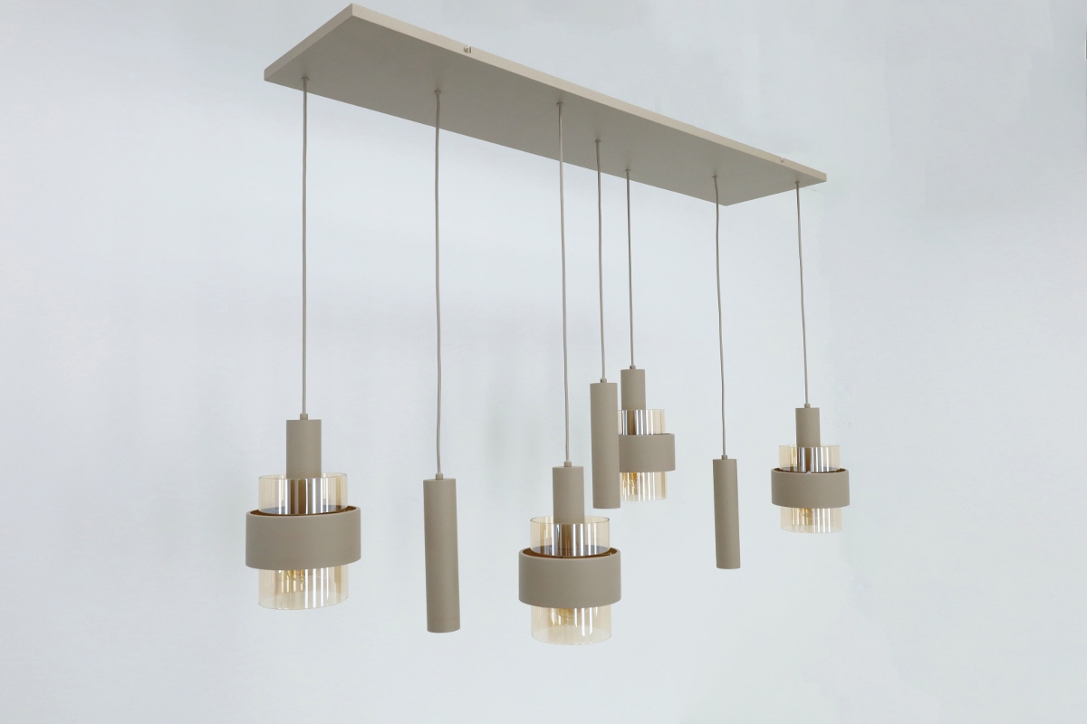 Sfeervolle hanglamp MARRONE 7-lichts recht | Zand / Amber