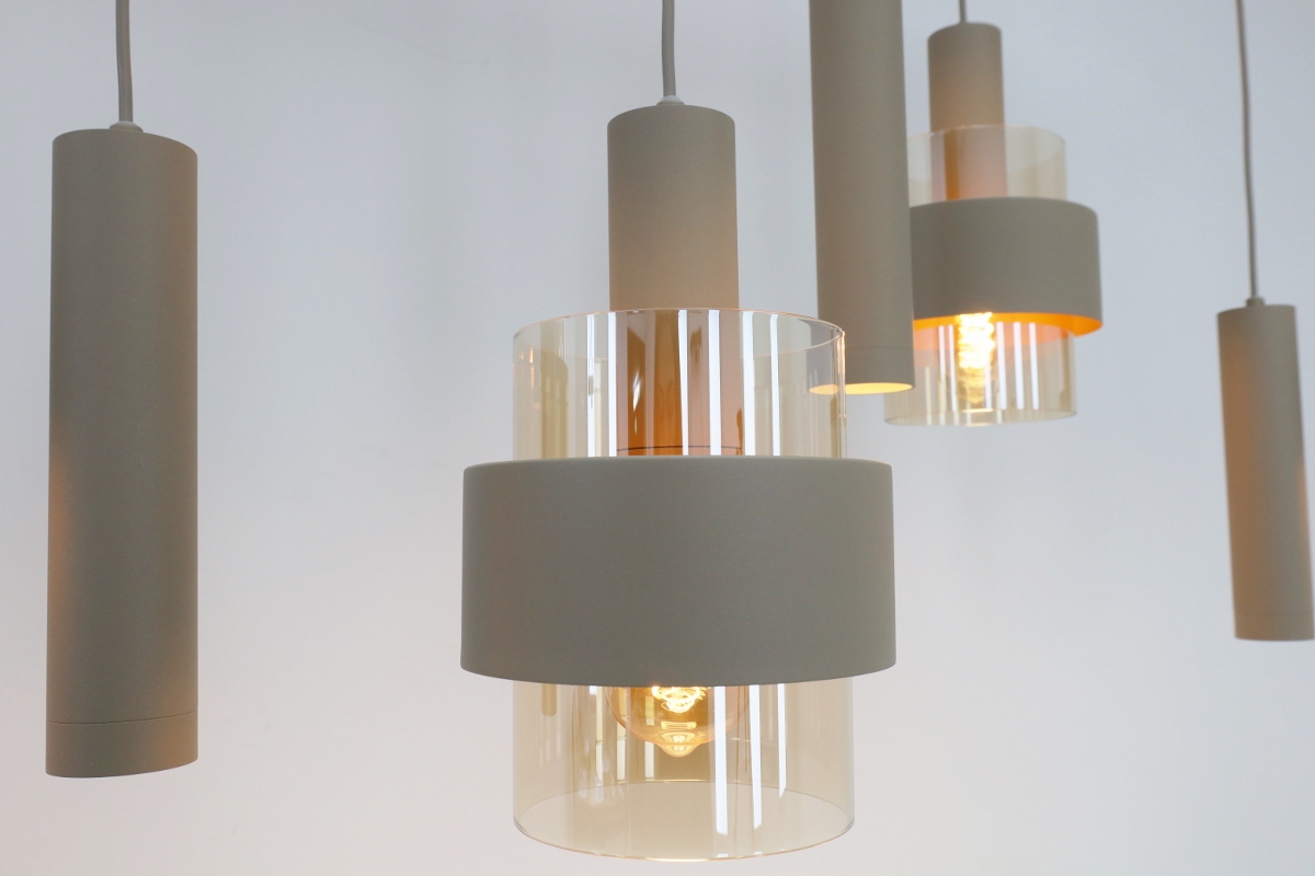 Sfeervolle hanglamp MARRONE 7-lichts recht | Zand / Amber