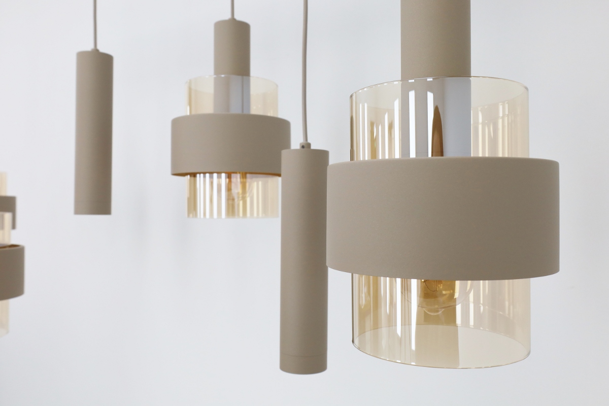 Sfeervolle hanglamp MARRONE 7-lichts recht | Zand / Amber
