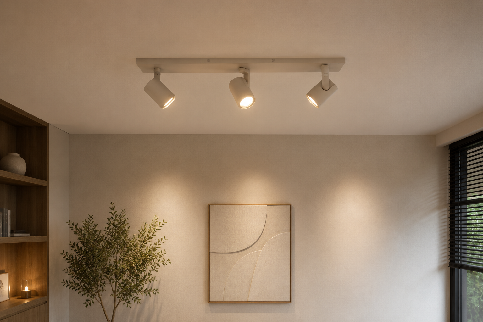 Strakke opbouwspot SCOOP 3-lichts balk | Zand
