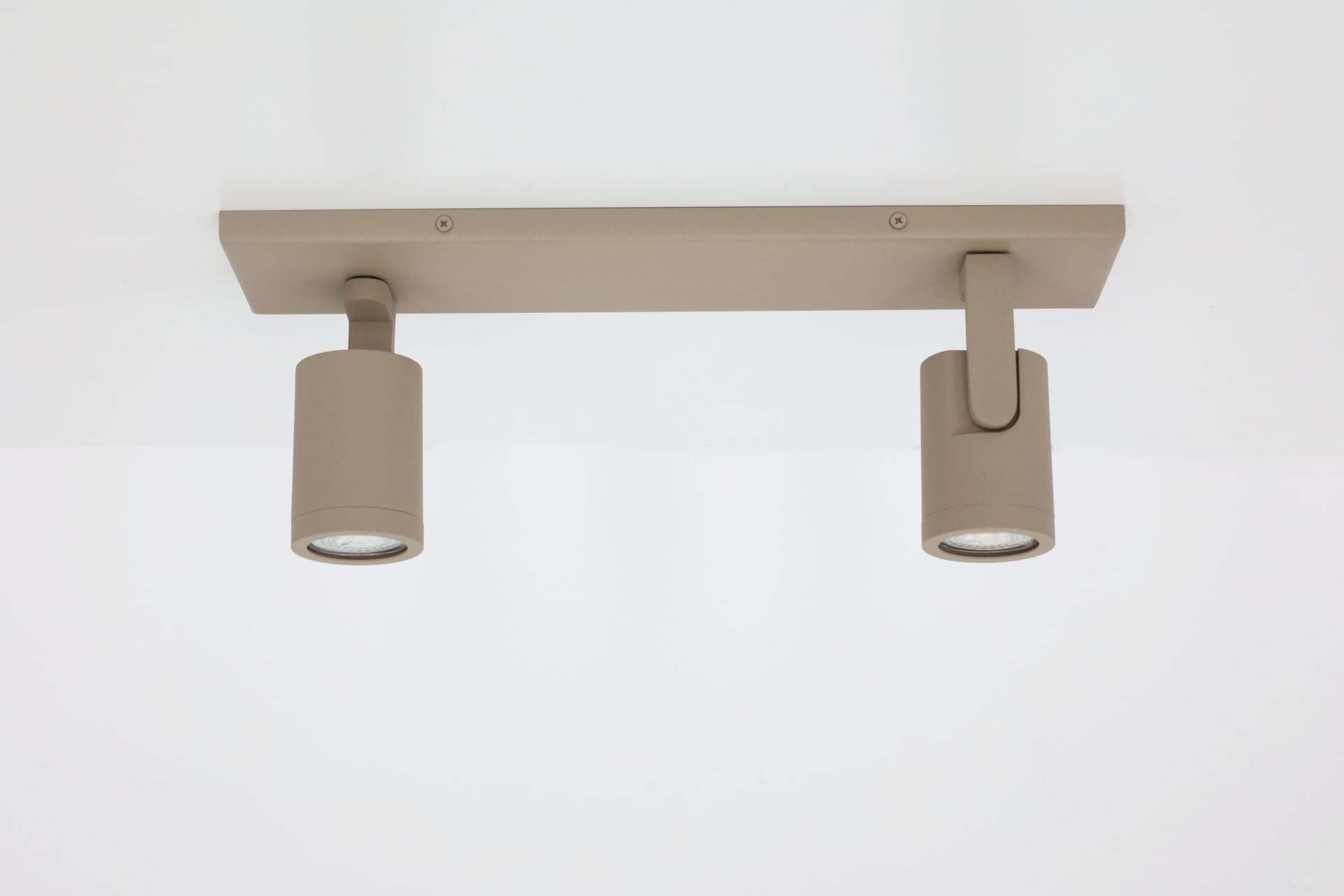 Strakke opbouwspot SCOOP 2-lichts balk | Zand