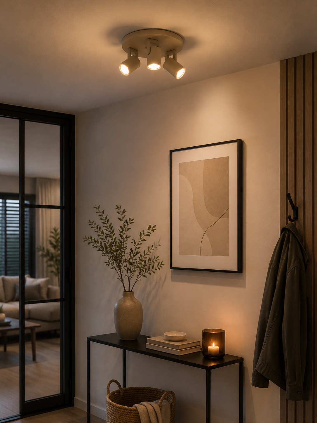 Strakke opbouwspot SCOOP 3-lichts rond | Zand