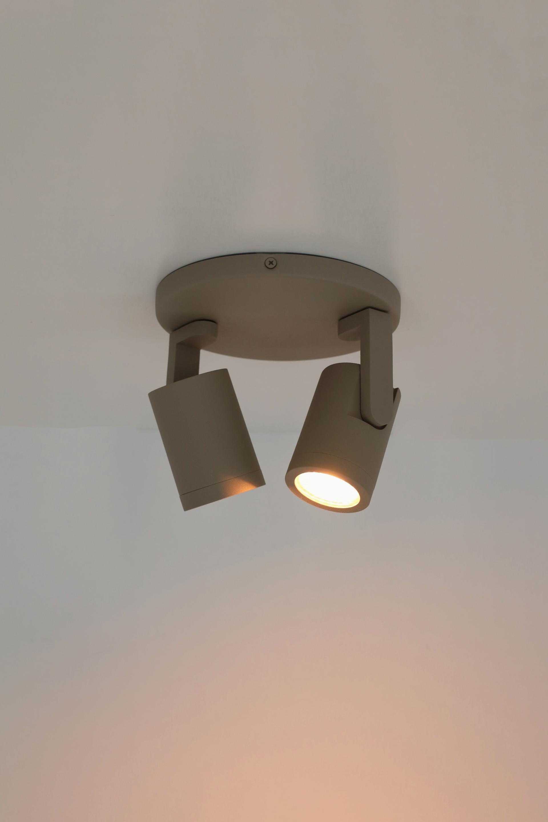 Strakke opbouwspot SCOOP 2-lichts rond | Zand