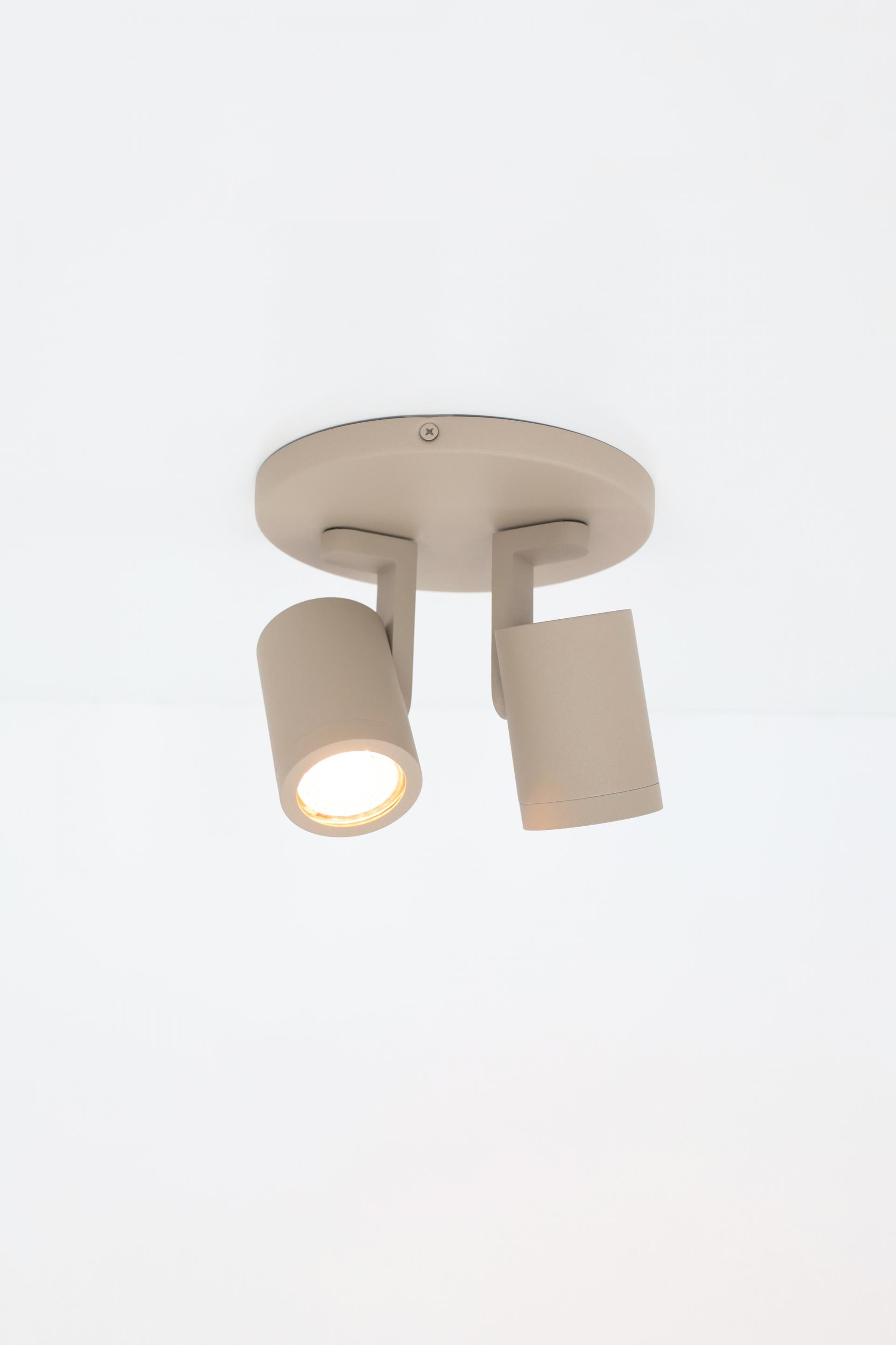 Strakke opbouwspot SCOOP 2-lichts rond | Zand