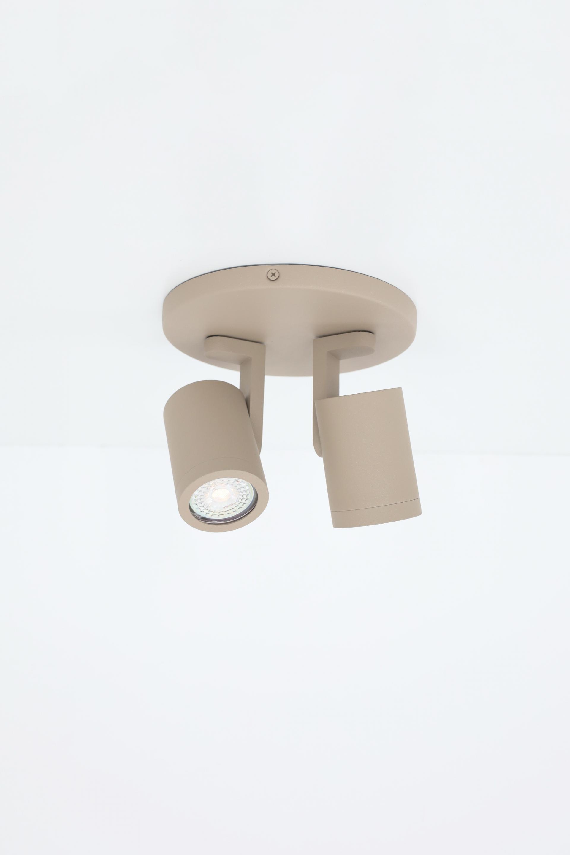 Strakke opbouwspot SCOOP 2-lichts rond | Zand
