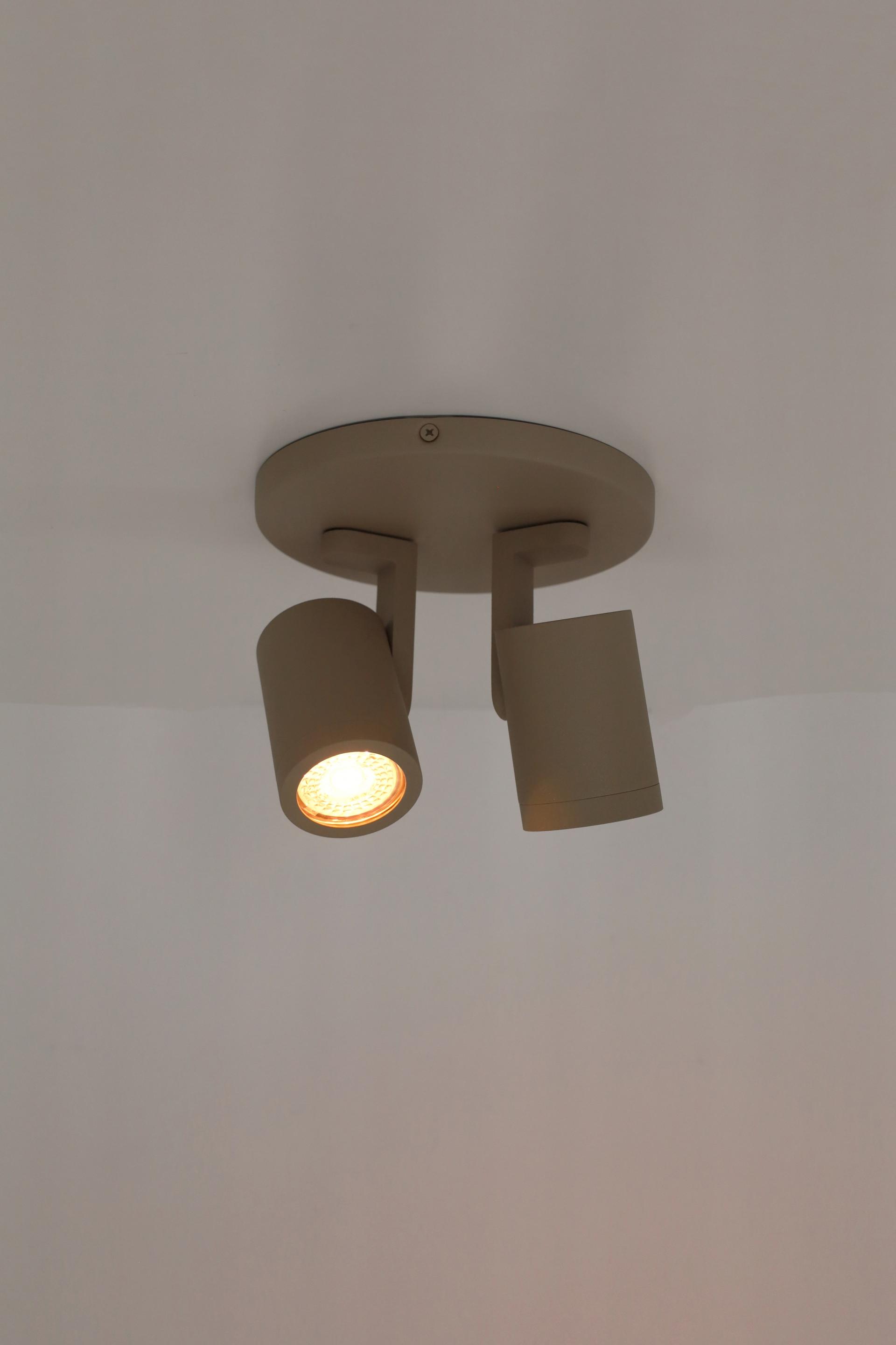 Strakke opbouwspot SCOOP 2-lichts rond | Zand