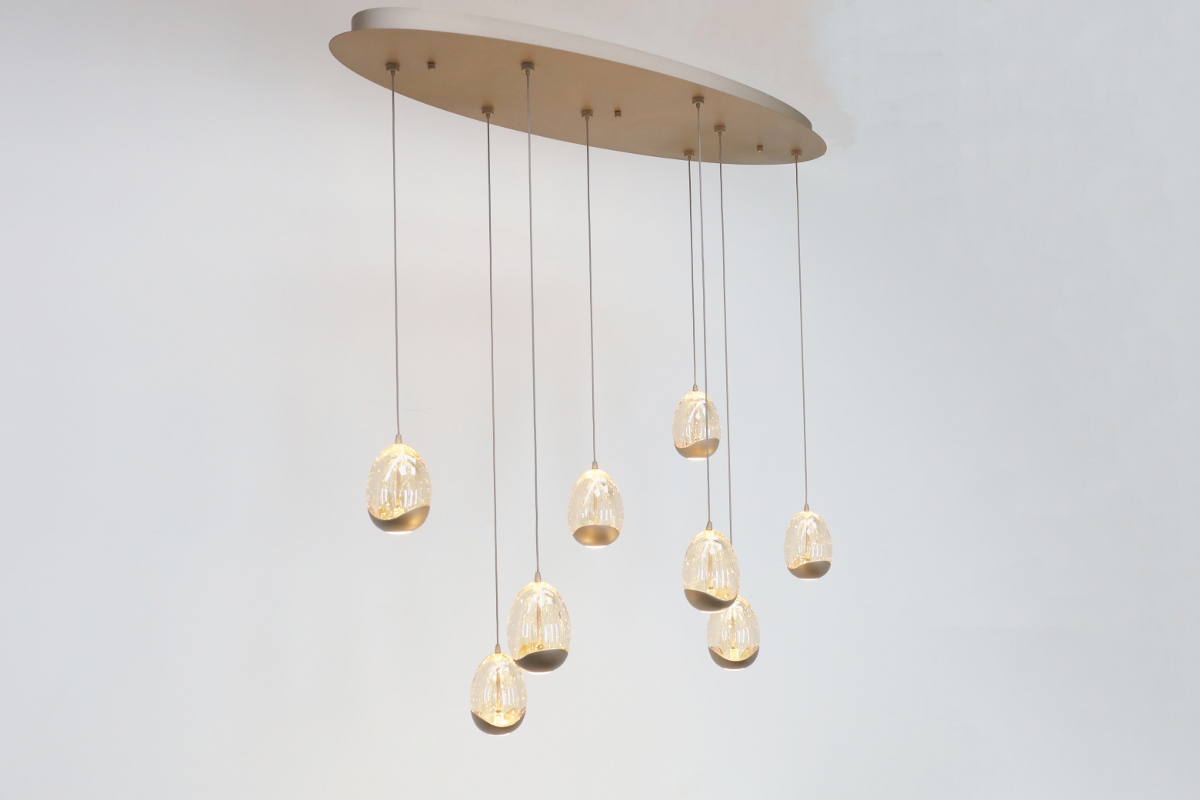 Chique hanglamp EGG GOLD 8-lichts | Champagne