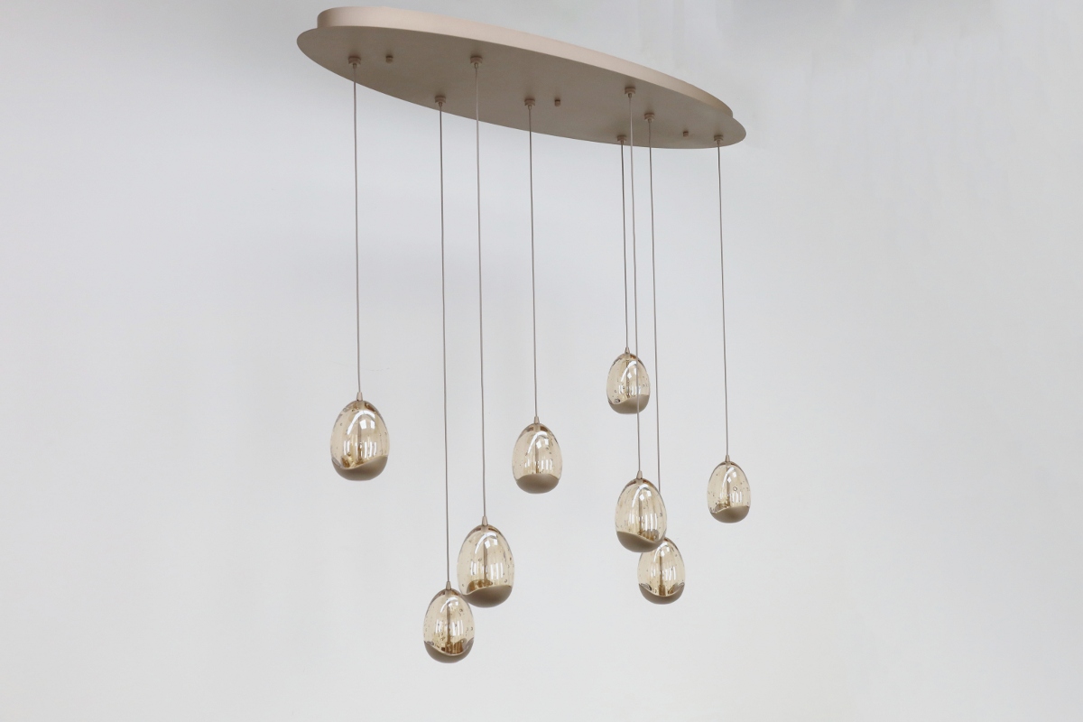 Chique hanglamp EGG GOLD 8-lichts | Champagne