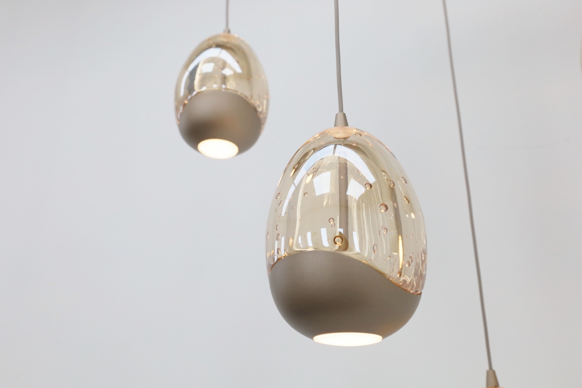 Chique hanglamp EGG GOLD 8-lichts | Champagne