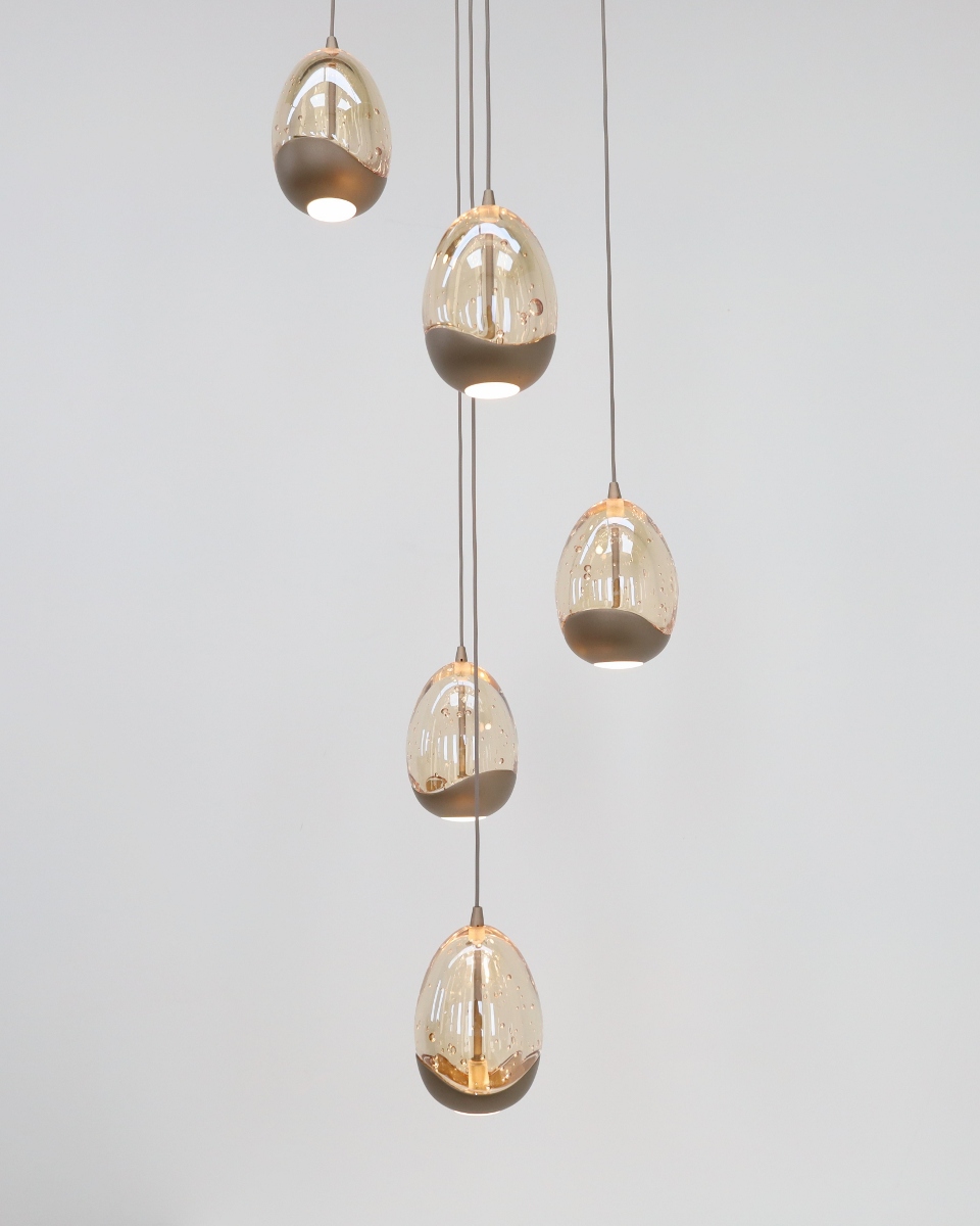 Chique hanglamp EGG GOLD 5-lichts | Champagne