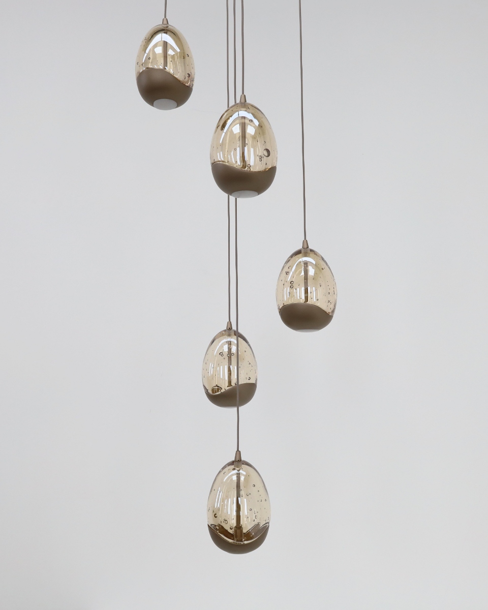 Chique hanglamp EGG GOLD 5-lichts | Champagne