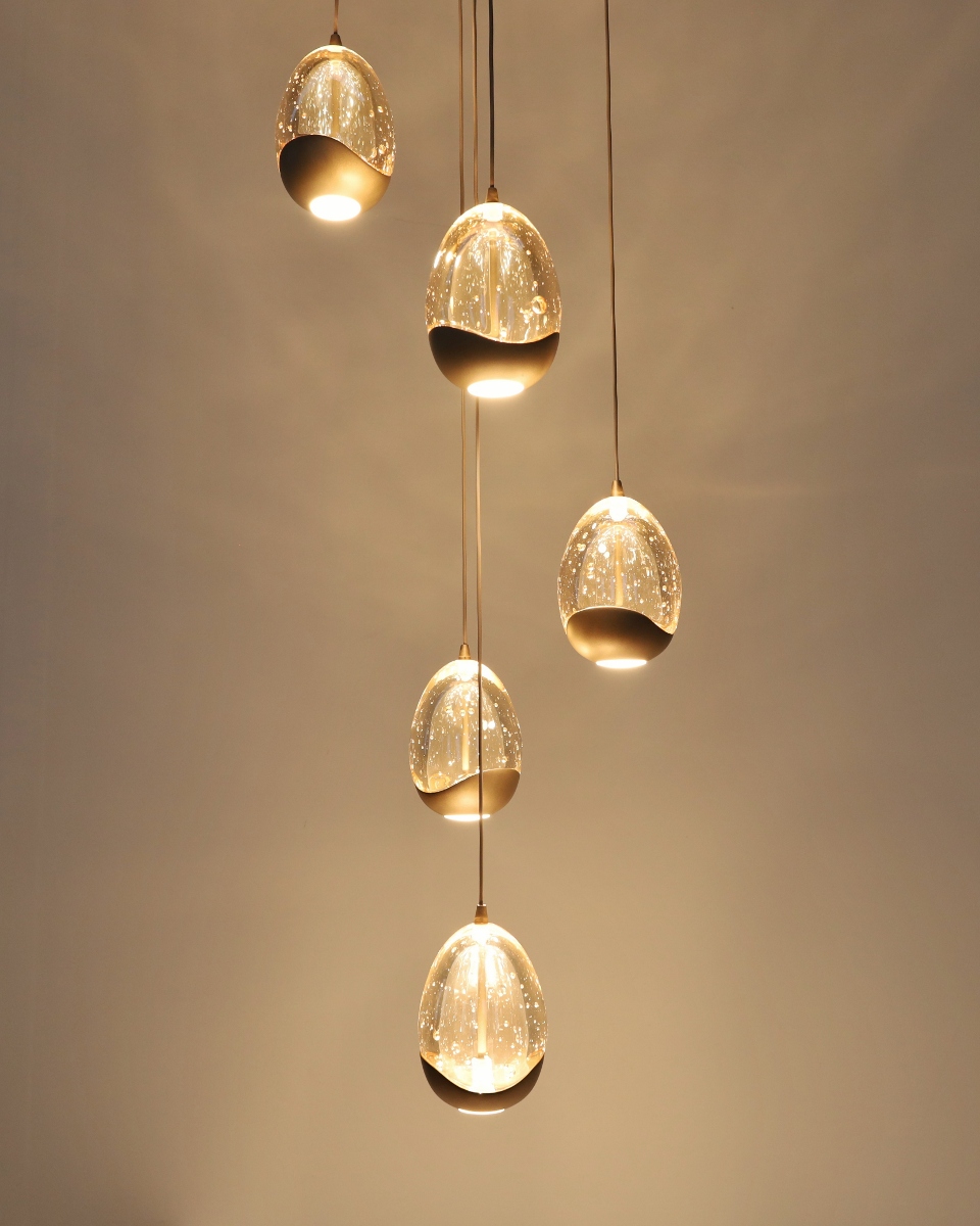 Chique hanglamp EGG GOLD 5-lichts | Champagne