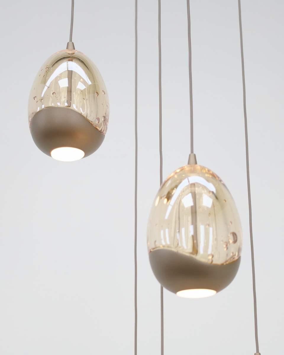 Chique hanglamp EGG GOLD 5-lichts | Champagne