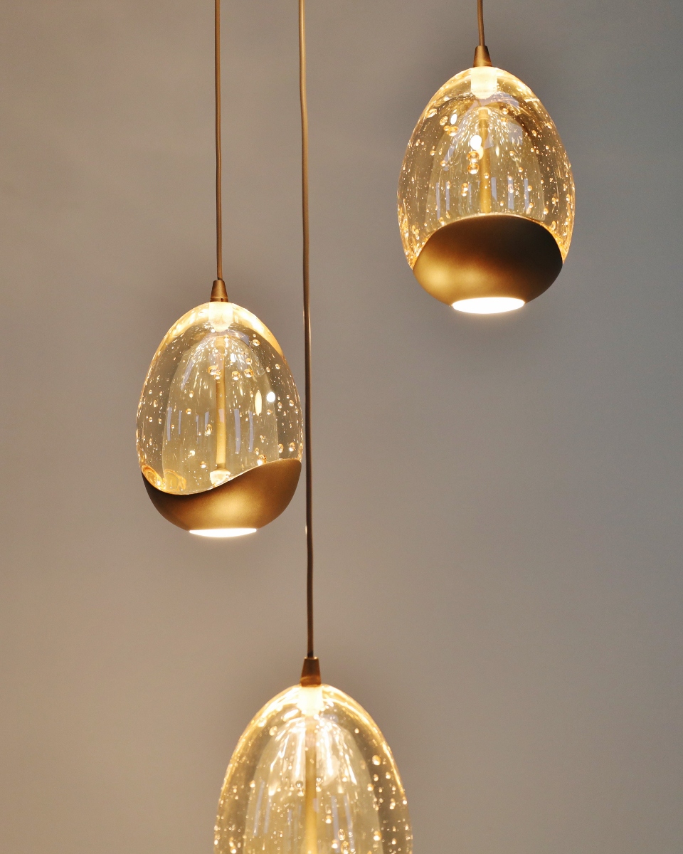 Chique hanglamp EGG GOLD 5-lichts | Champagne