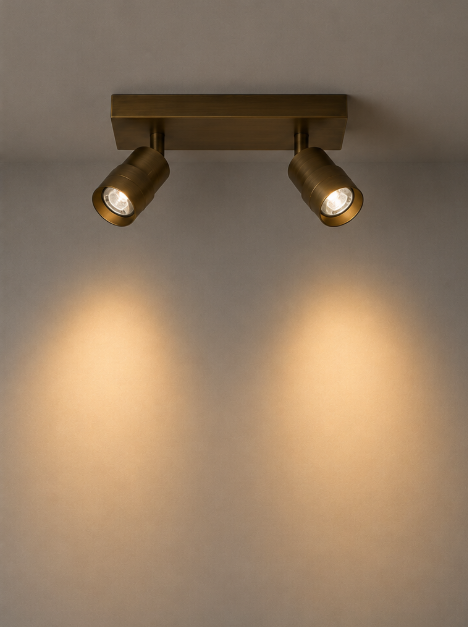 Functionele opbouwspot LIAM 2-lichts balk 3-standen | Brons