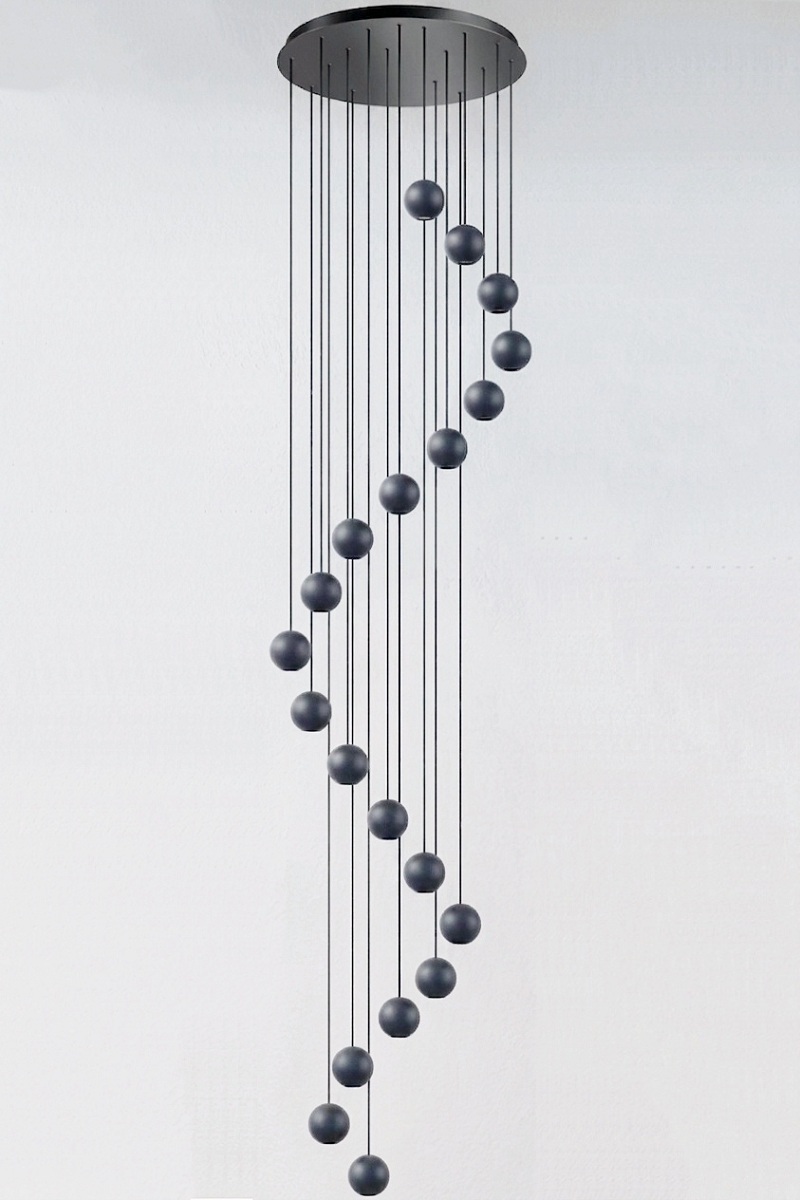 Moderne vide hanglamp GRACE 20-lichts | Zwart