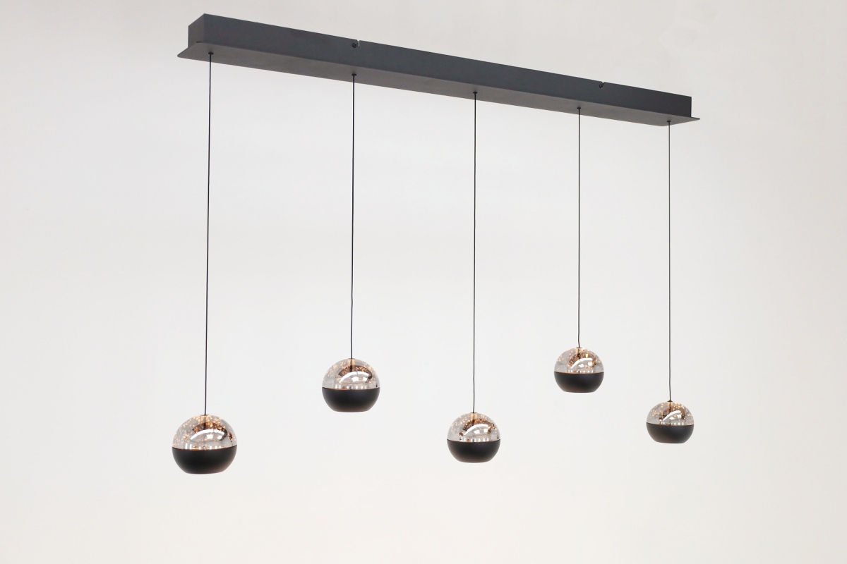 Moderne hanglamp Belluno | Zwart / Amber