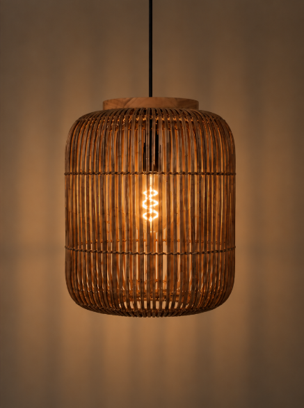 Natuurlijke hanglamp BARREL Ø35 cm | Bright Brown