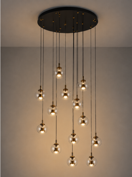 Sfeervolle vide lamp SOLENNA 13-lichts | Zwart / Metaal