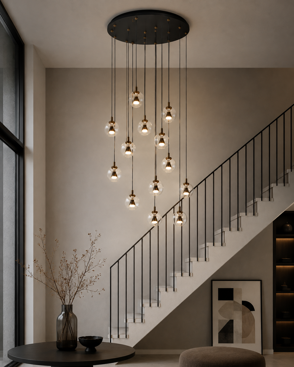 Sfeervolle vide lamp SOLENNA 13-lichts | Zwart / Metaal