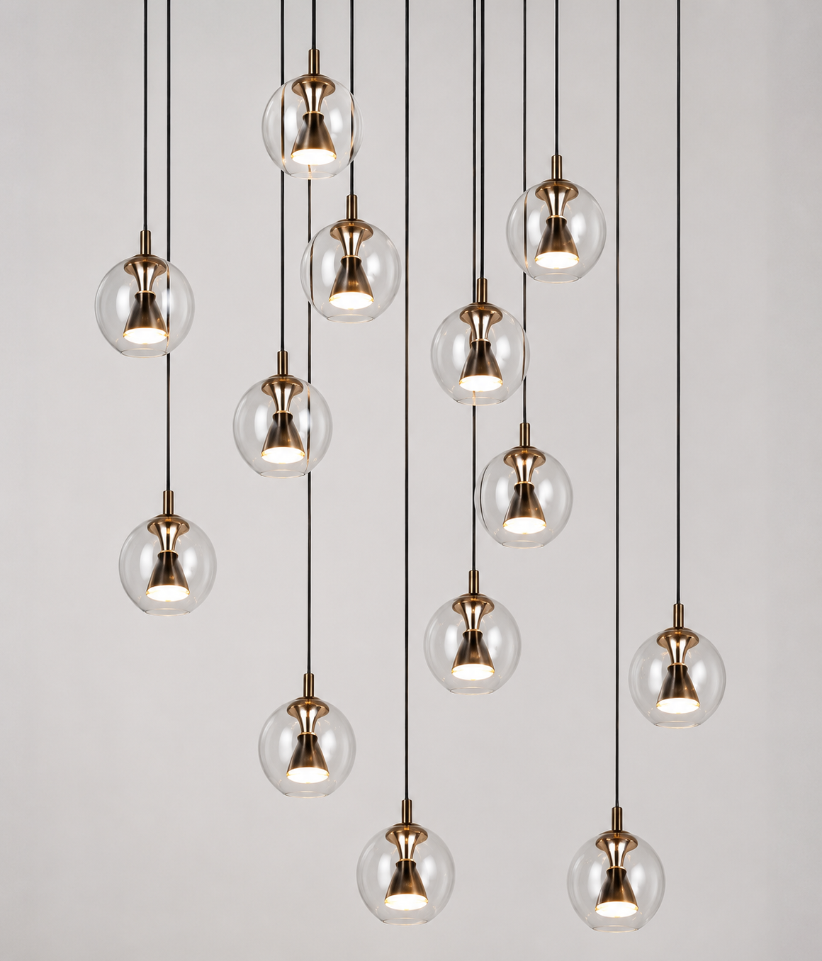 Sfeervolle vide lamp SOLENNA 13-lichts | Zwart / Metaal