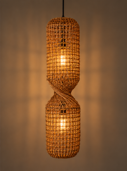 Natuurlijke hanglamp TWISTER KOI 25x25x100 | Teak hout